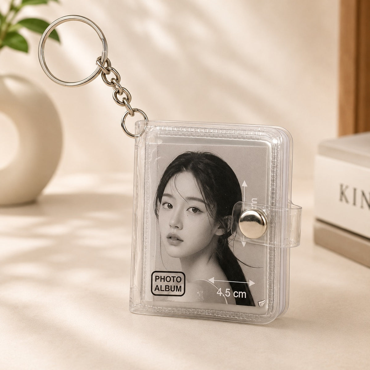 (KC40) (MOQ: 2 Pcs) Medium Photo Album Keychain – 4.5 CM x 5.5 CM Size | 16 Pcs Photo Insert