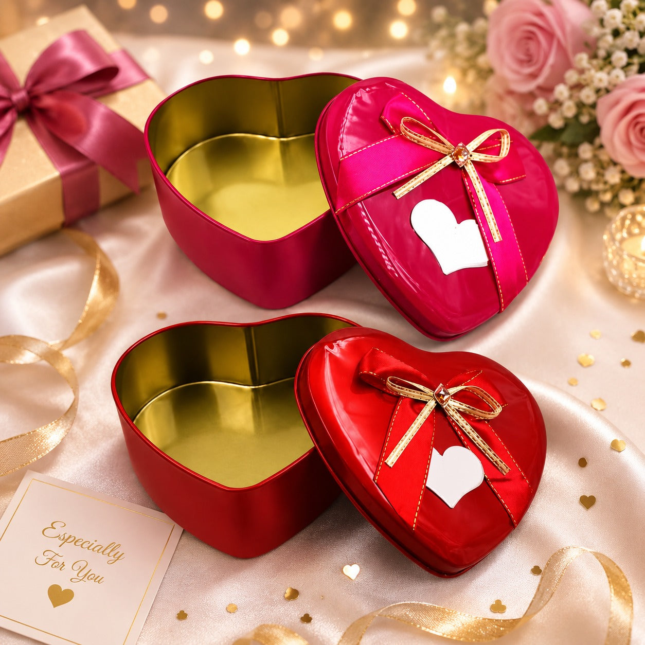 (G-049) (MOQ : 4 Pcs) Large Size Heart Shape Gift Tin Box – Decorative Gift Box