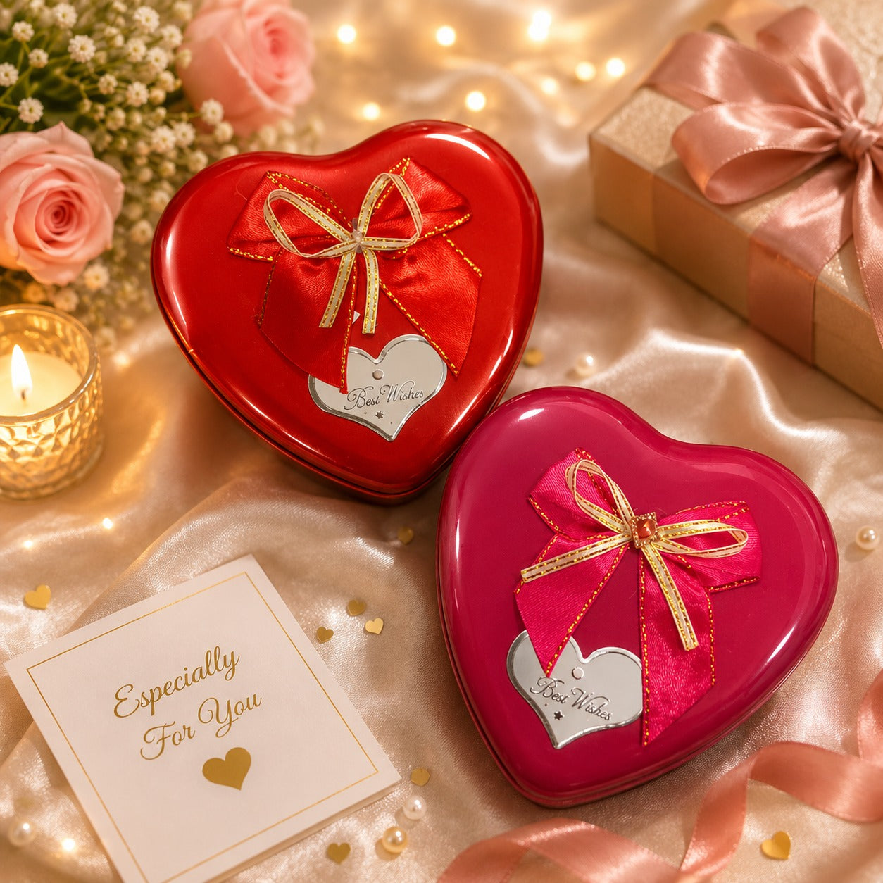 (G-049) (MOQ : 4 Pcs) Large Size Heart Shape Gift Tin Box – Decorative Gift Box