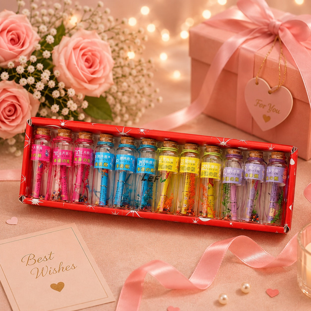 (G-020) (MOQ: 12 Pcs) Cute Mini Corked Glass Wishing Bottles