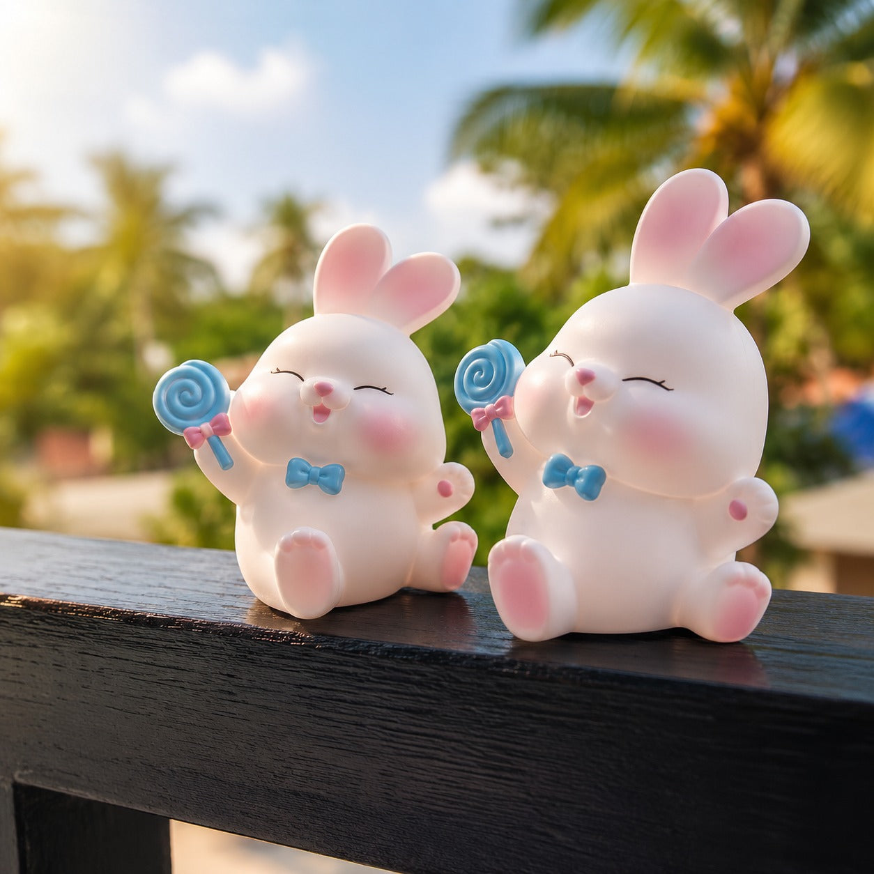 (LI-012 E) (MOQ: 4 Pcs) Lovely Bunny Doll with Bow – Cute Desk Decor & Gift Item