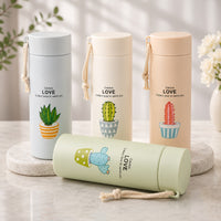 (B-009) (MOQ: 12 Pcs) Love Glass Water Bottle 400ml with Silicone Sleeve