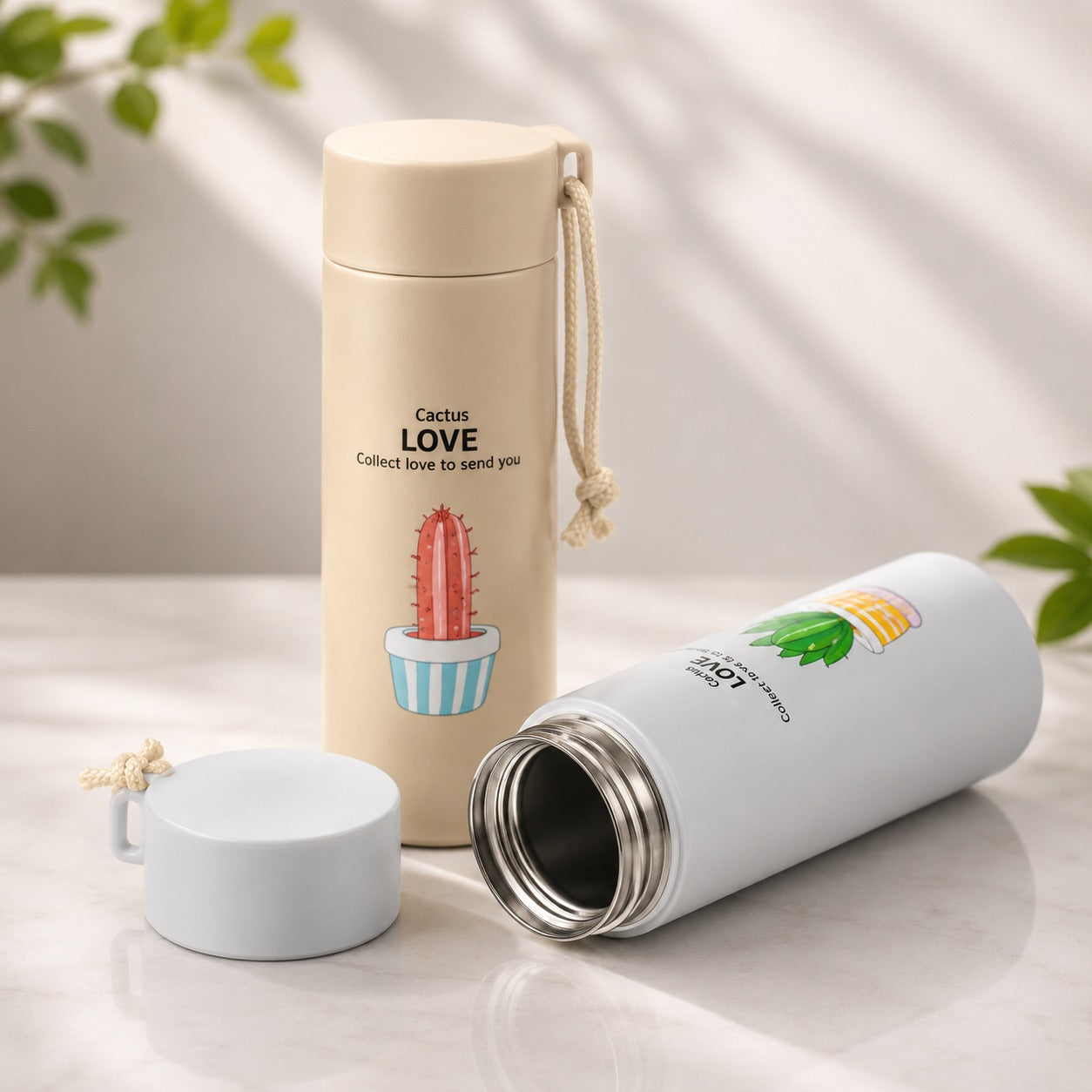 (B-009) (MOQ: 4 Pcs) Love Glass Water Bottle 400ml with Silicone Sleeve