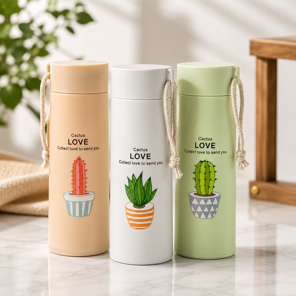 (B-009) (MOQ: 4 Pcs) Love Glass Water Bottle 400ml with Silicone Sleeve