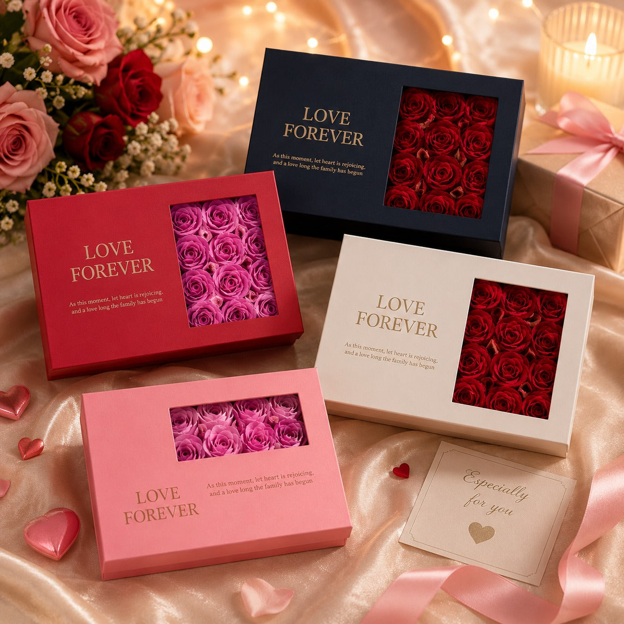 (G-018) Romantic Pink Rose Soap Gift Set – “Love Forever”