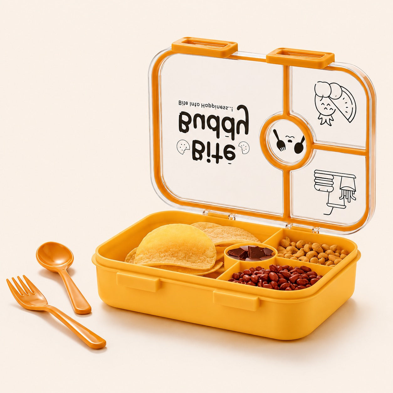(HL-005) (MOQ: 15 Pcs) Bite Buddy Lunch Box 800ml – 4 Airtight Tiffin Box