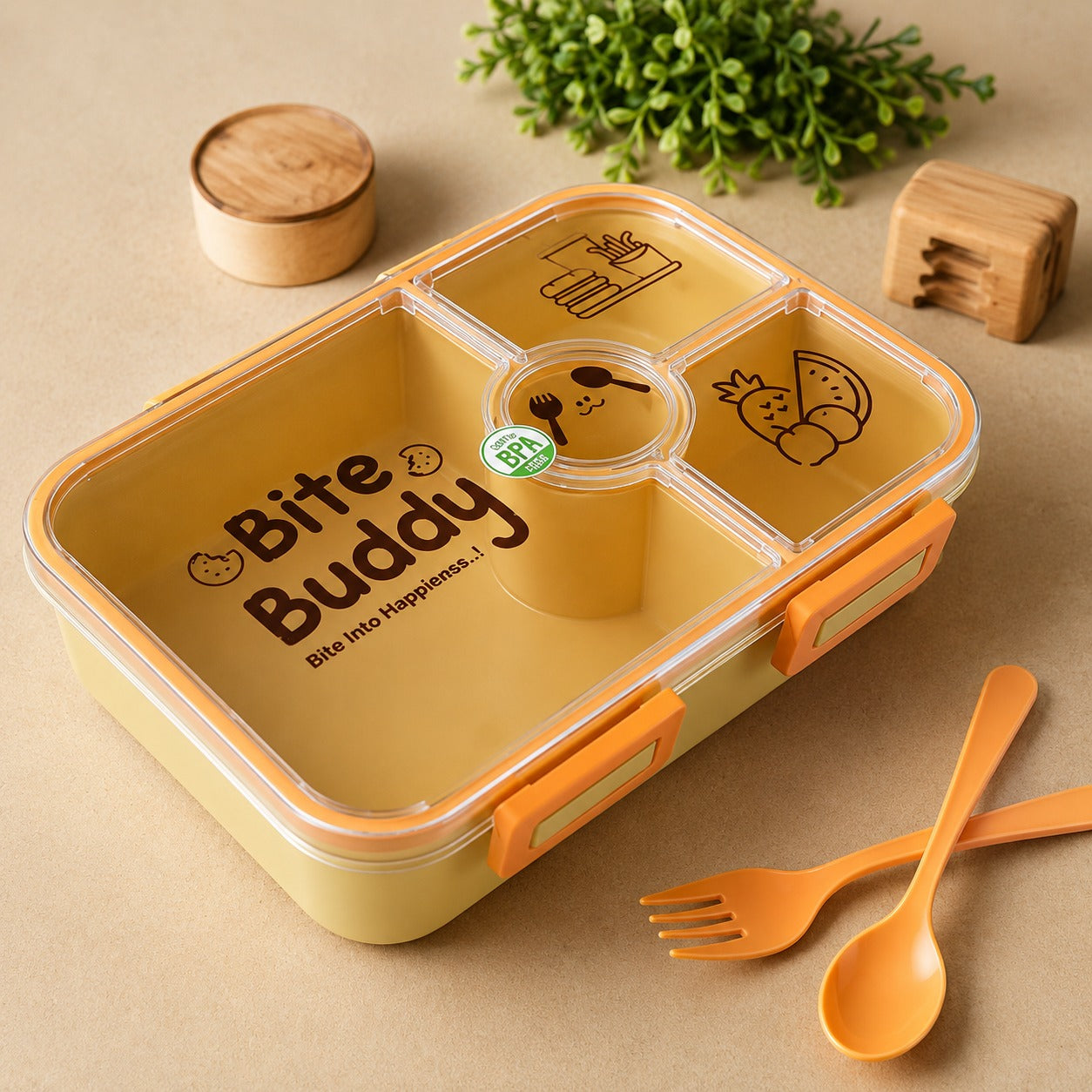 (HL-005) (MOQ: 15 Pcs) Bite Buddy Lunch Box 800ml – 4 Airtight Tiffin Box
