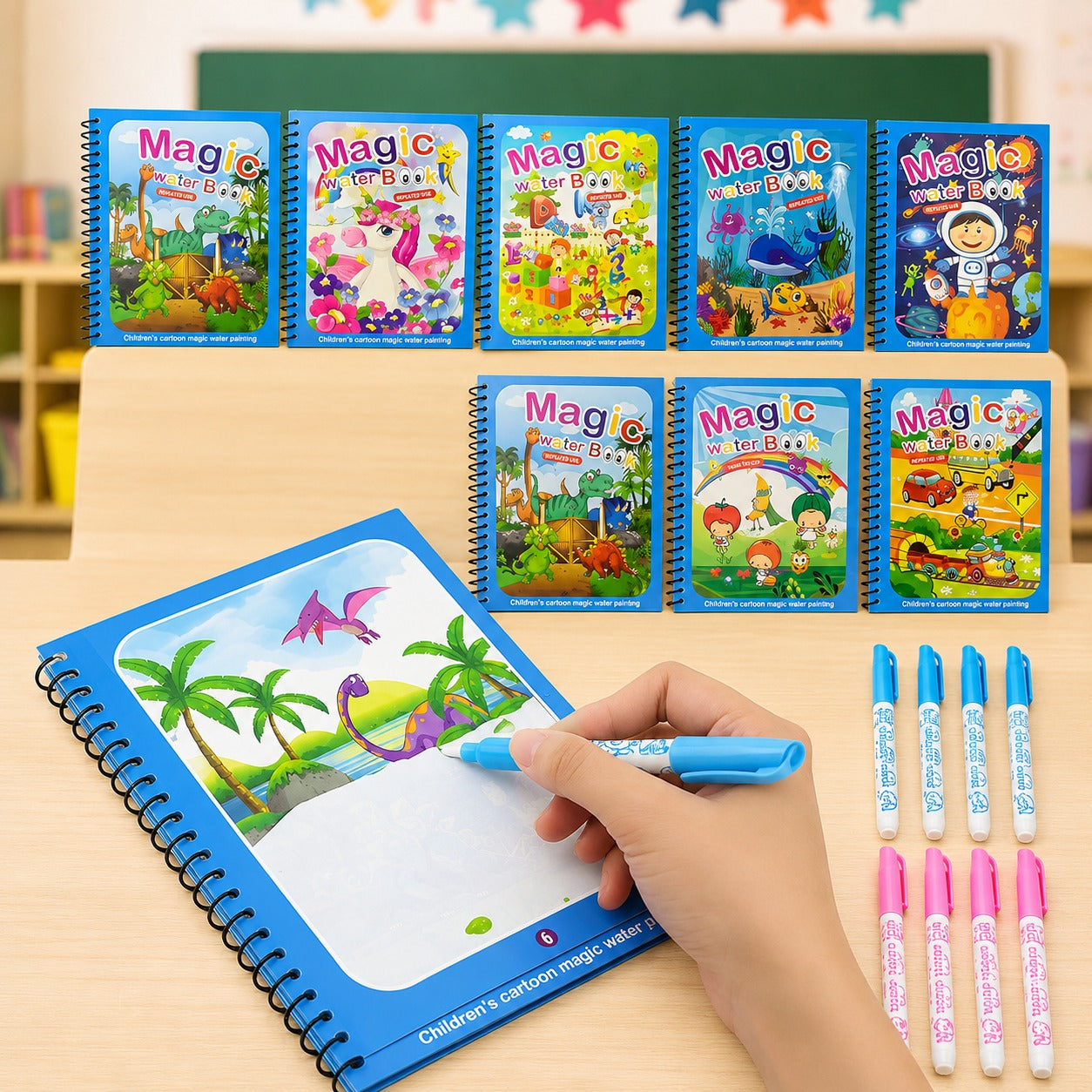 (S-003)  (MOQ: 4 Pcs) Reusable Magic Water Book – Activity & Coloring Book for Kids