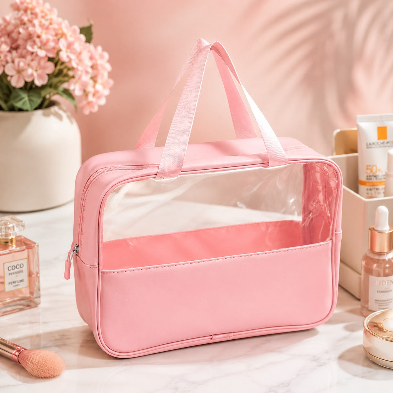 (BA-006) Clear Transparent Makeup Kit Organizer Bag – Waterproof Cosmetic Pouch