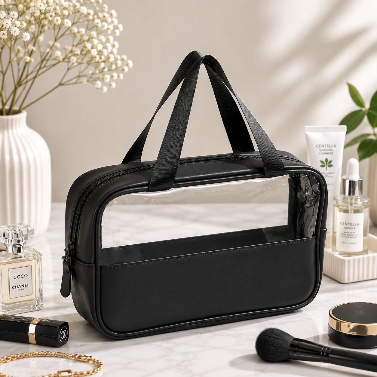 (BA-006) Clear Transparent Makeup Kit Organizer Bag – Waterproof Cosmetic Pouch