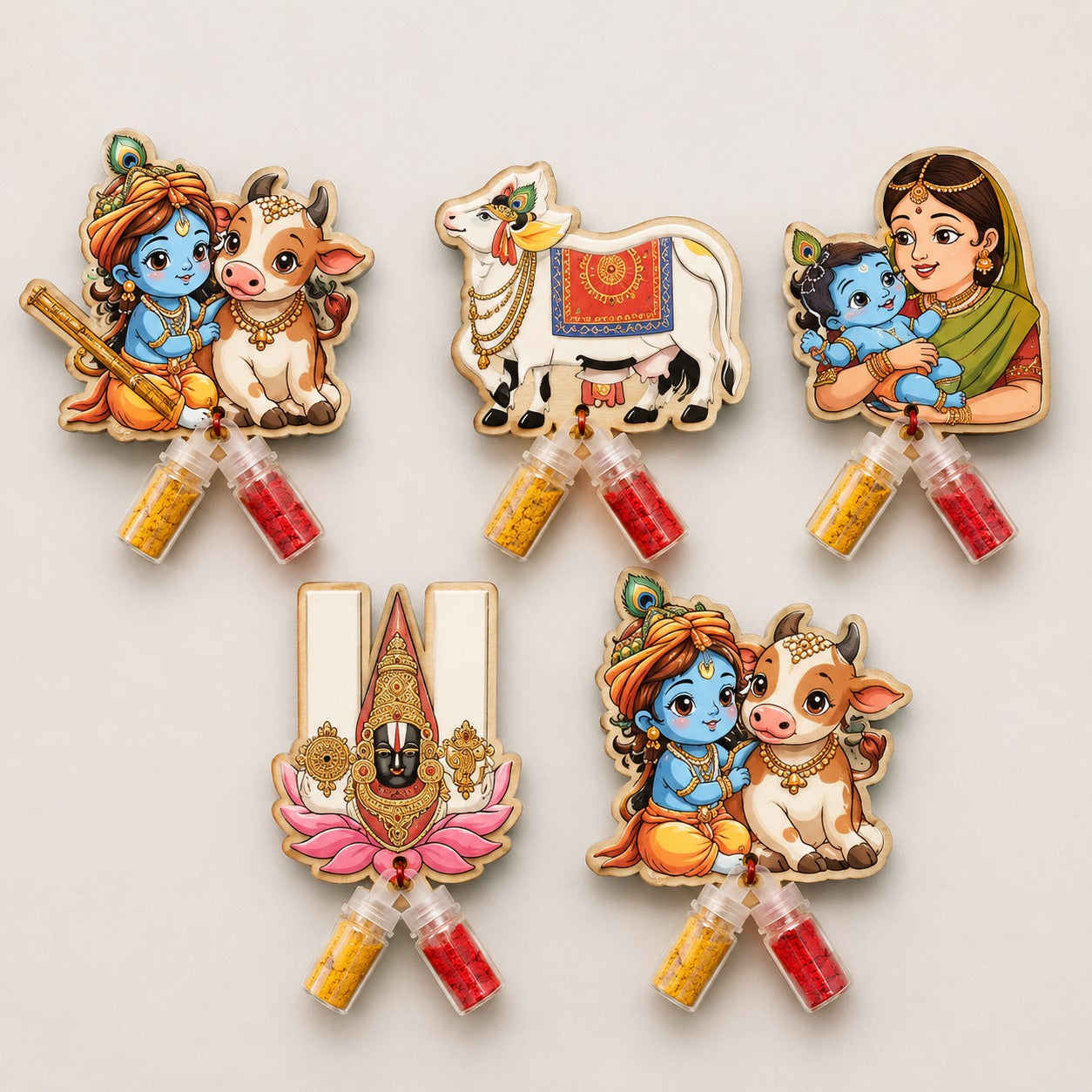 (R-001) (MOQ: 30 Pcs) Traditional Manjal Kumkum Set with God Images