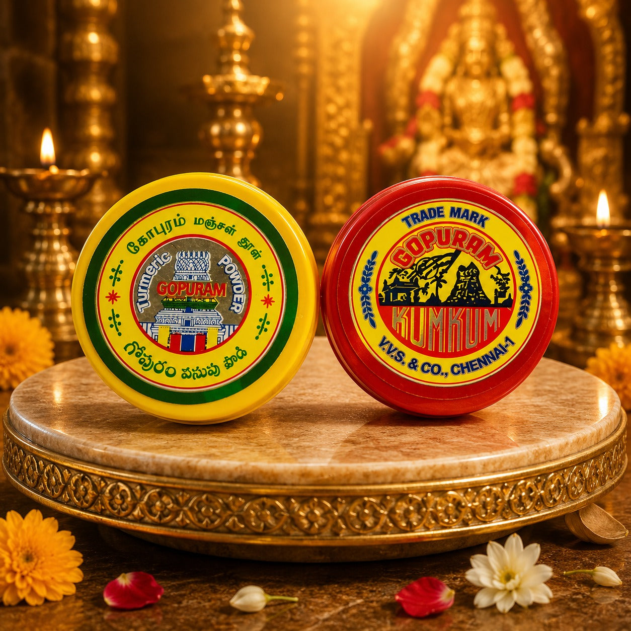 (R-032) (MOQ: 50 Pcs) Manjal & Kum Kum Box Set – Compact Haldi Kumkum Set for Pooja