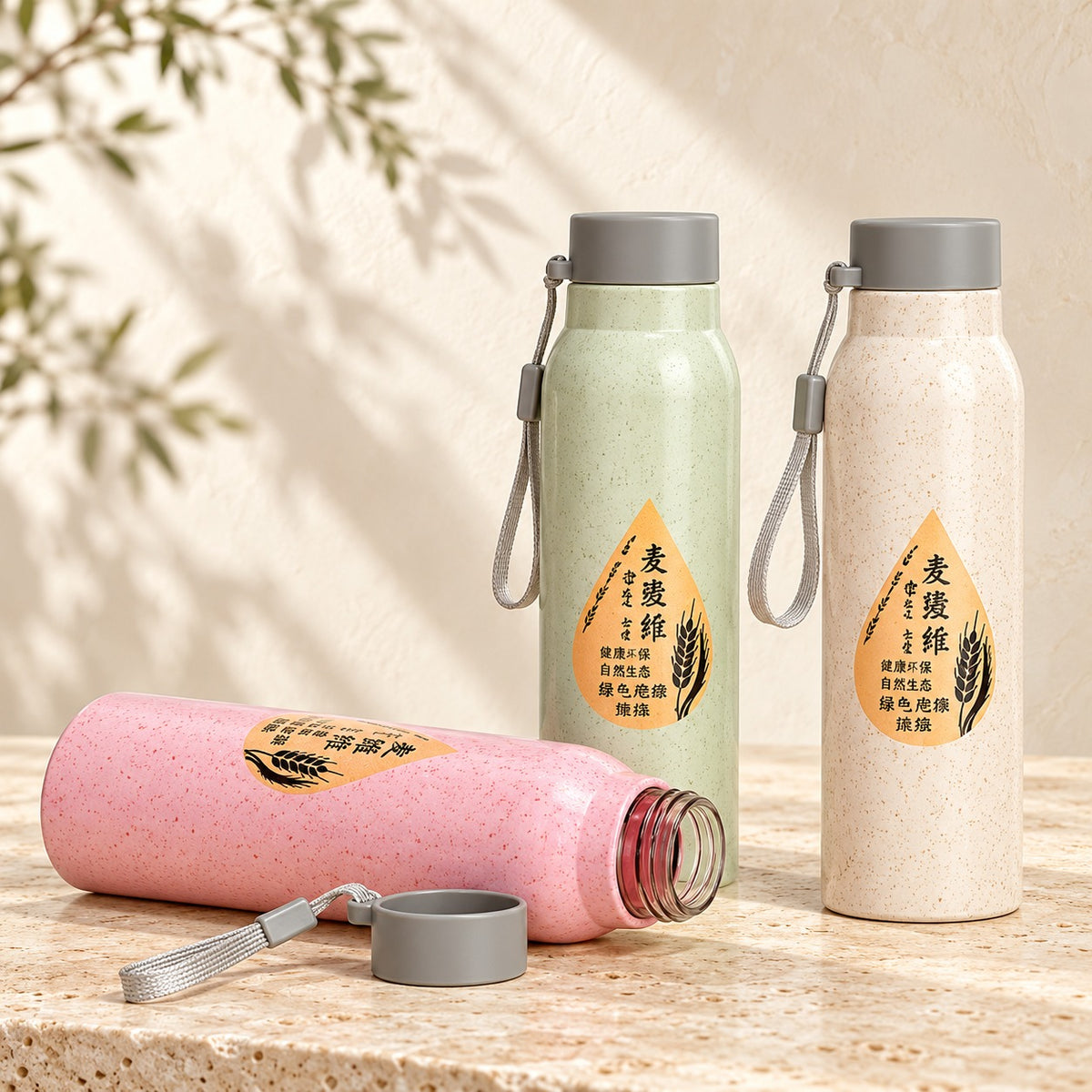 (B69) (MOQ: 4 Pcs) Marble Design Glass 400 ML Water Bottle for Daily Hydration