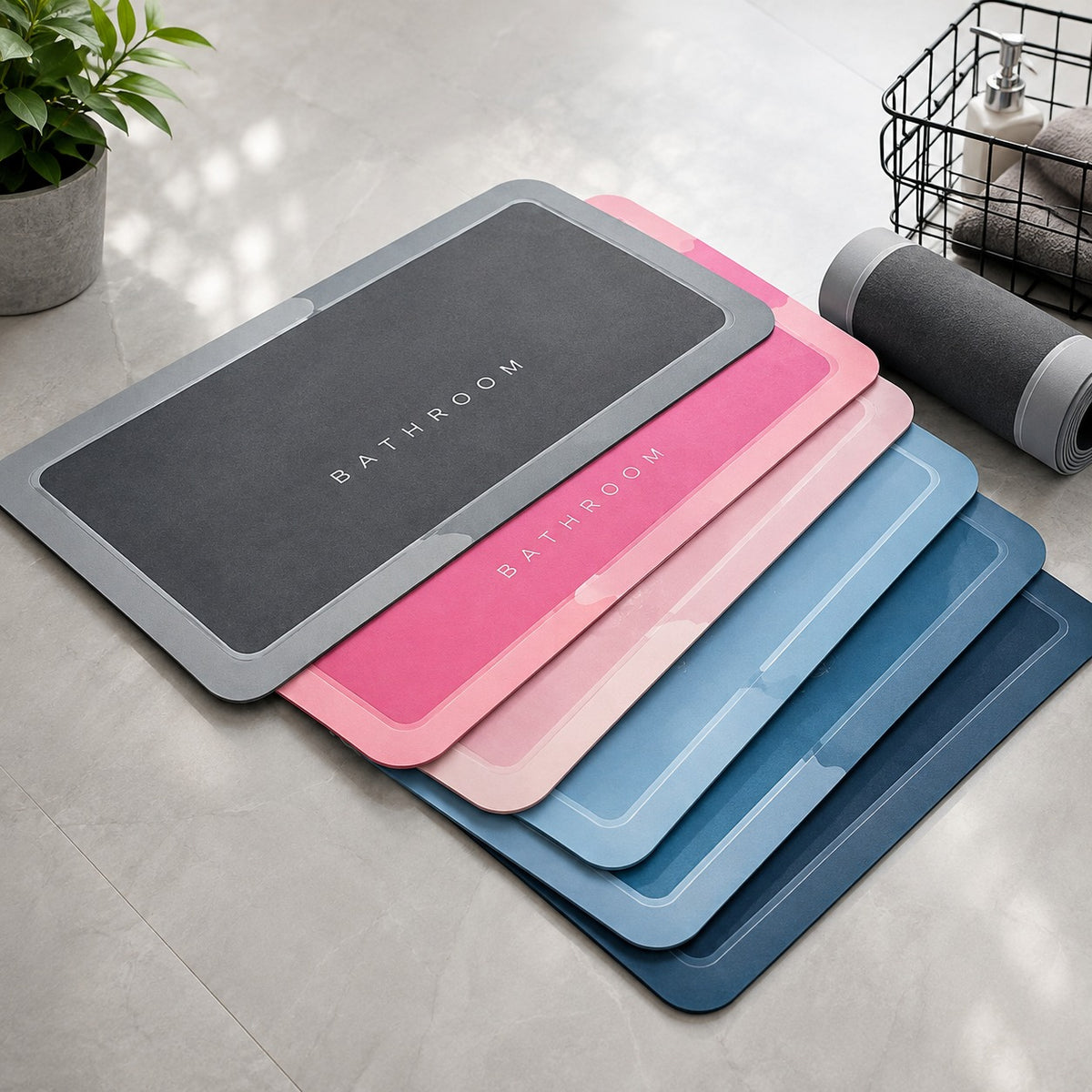 (HL27) (MOQ: 2 Pcs) Rubber Bathroom Mat – Anti-Slip Waterproof Floor Mat