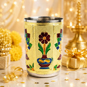(R-027) (MOQ: 4 Pcs) Meenakari Stainless Steel Drinking Glass – Traditional Multi-Design Tumbler