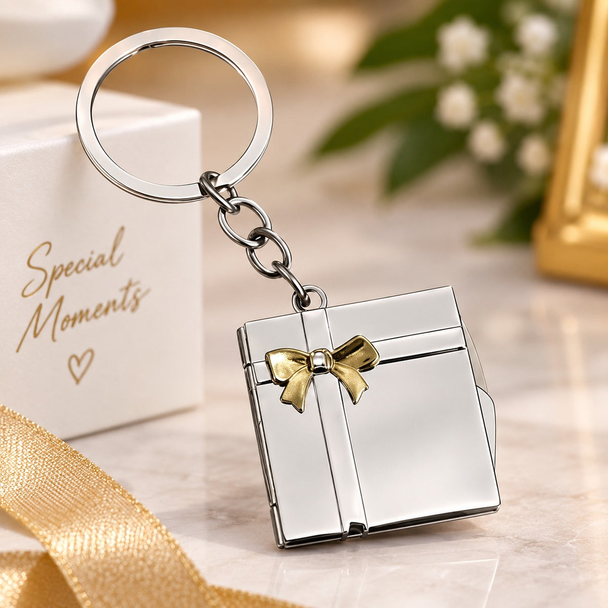 (KC25) Couple Steel Frame Mini Photo Insert Keychain – Photo Key Holder