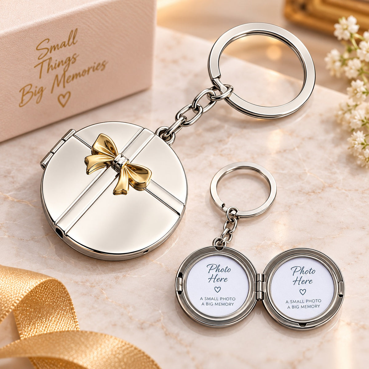 (KC25) Couple Steel Frame Mini Photo Insert Keychain – Photo Key Holder
