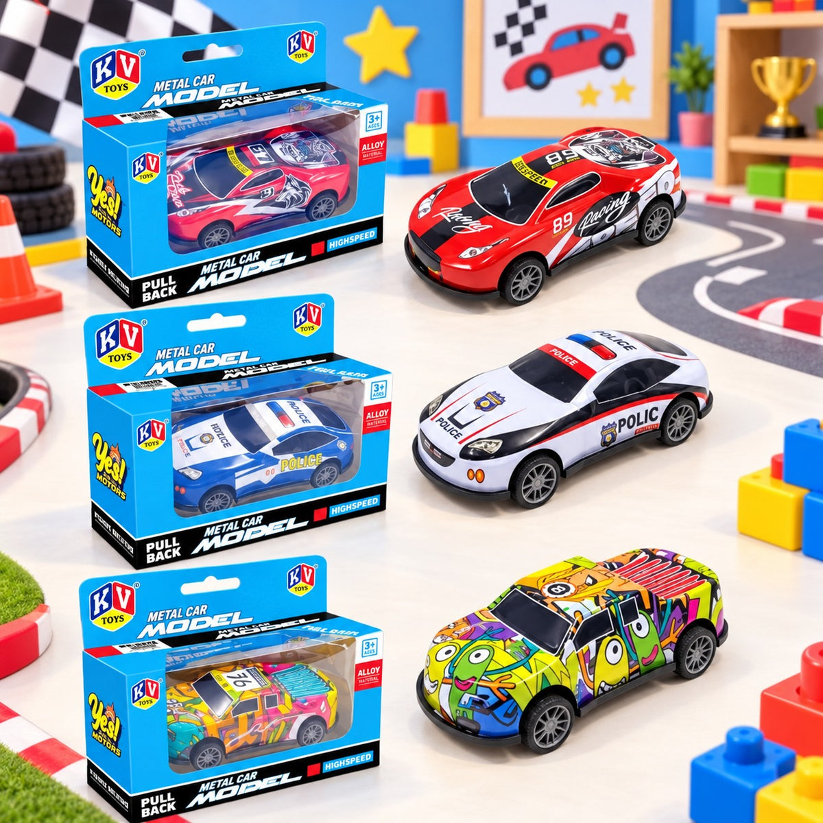 (T46) (MOQ: 2 Pcs) Mini Pull Back Metal Racing Car - Die-Cast Toy (Multi Designs)