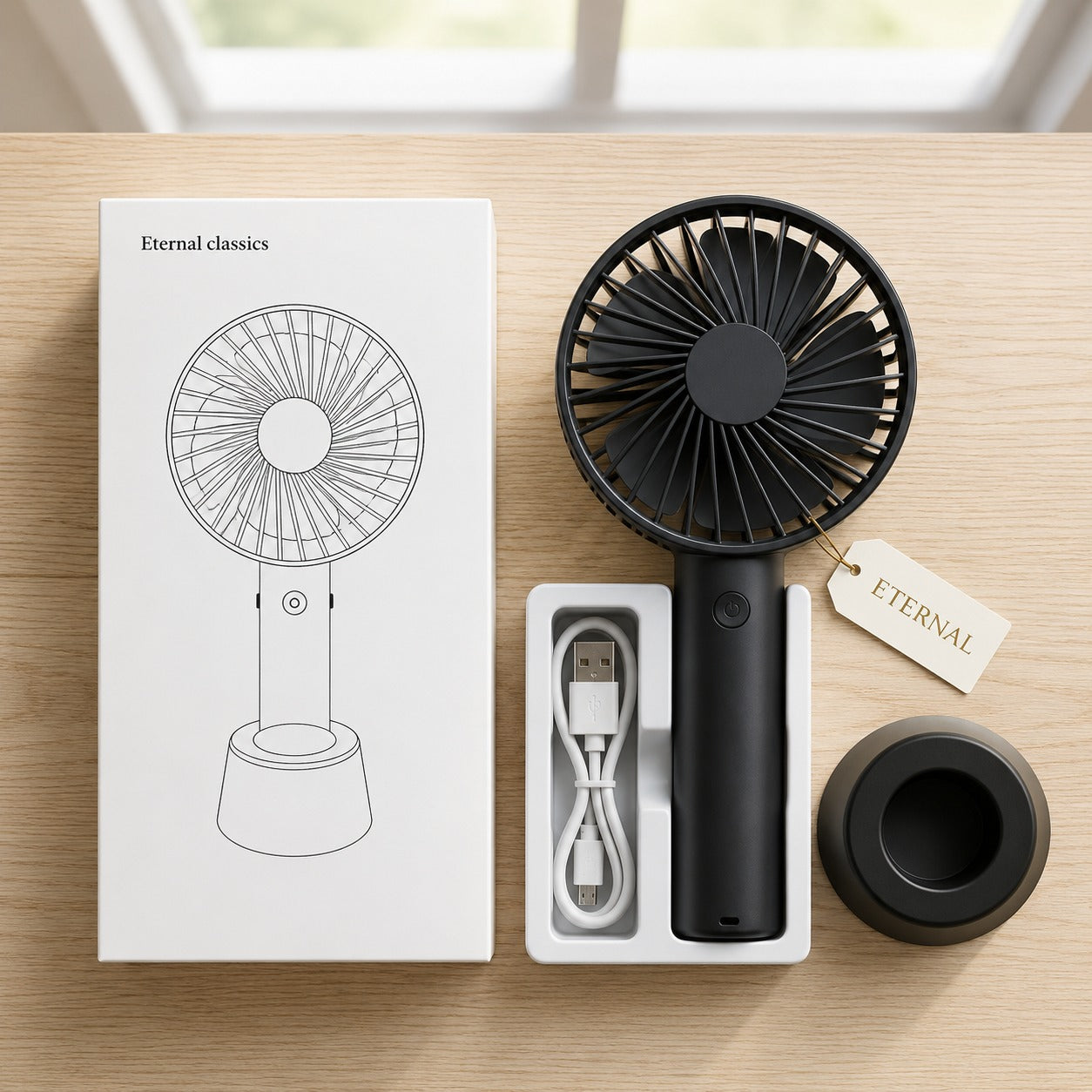 (HL-022) Mini Portable Rechargeable Hand Fan with LED – Cooling Fan
