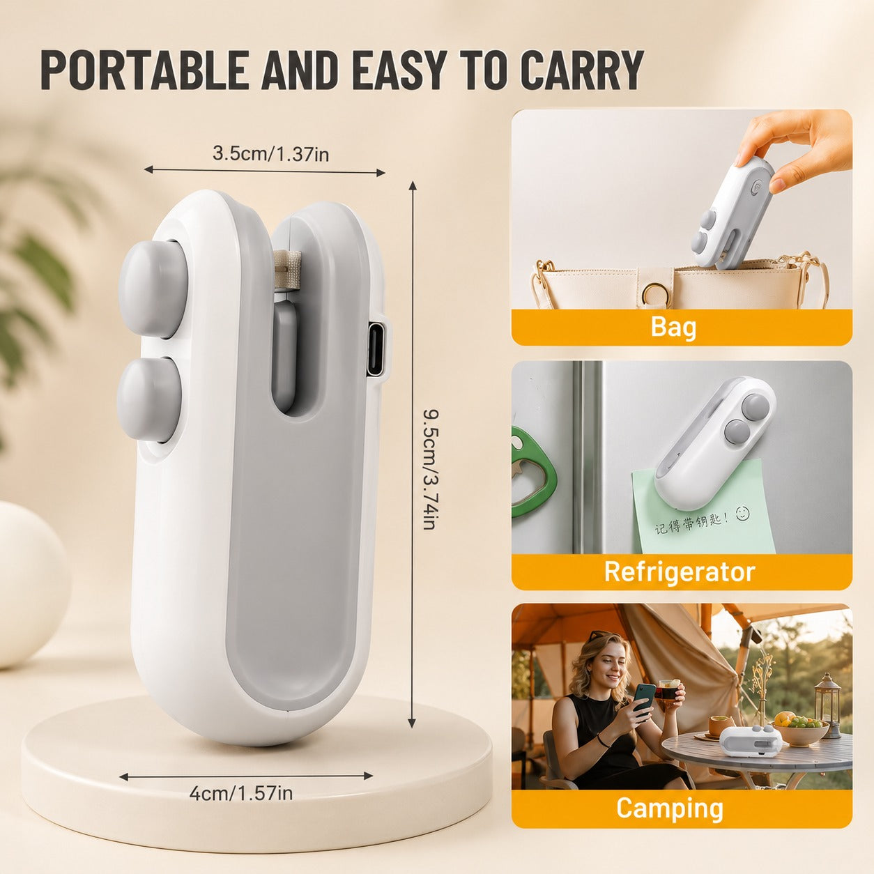 (HL-001) (MOQ: 4 Pcs) Portable  Mini Rechargeable Bag Sealer with Cutter