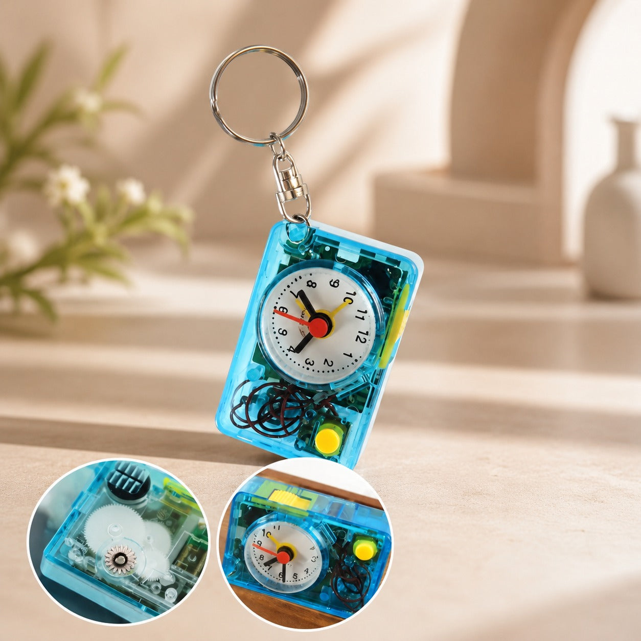 (KC-033) Mini Alarm Clock Keychain | Portable Analog Clock with Quartz Movement