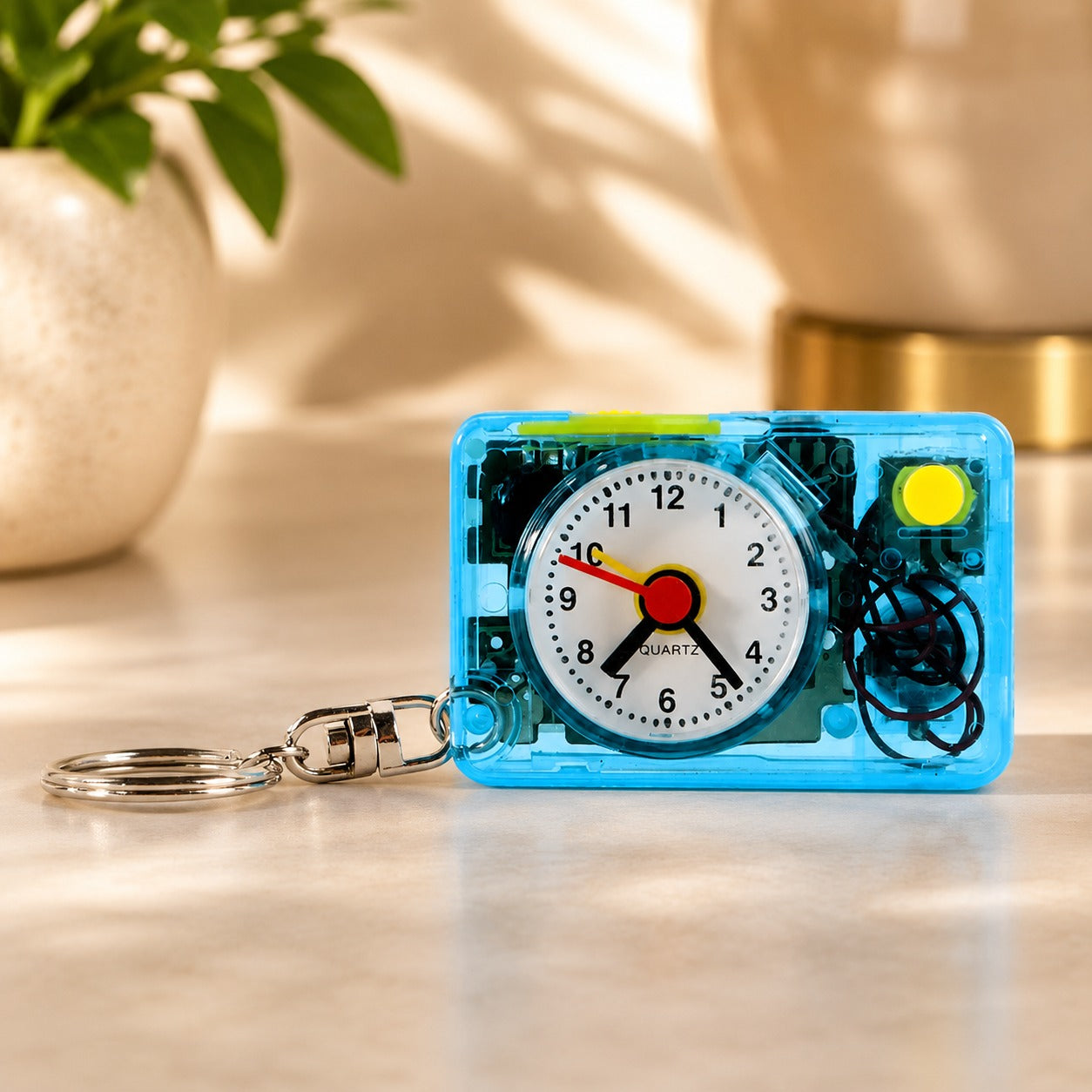 (KC-033) Mini Alarm Clock Keychain | Portable Analog Clock with Quartz Movement