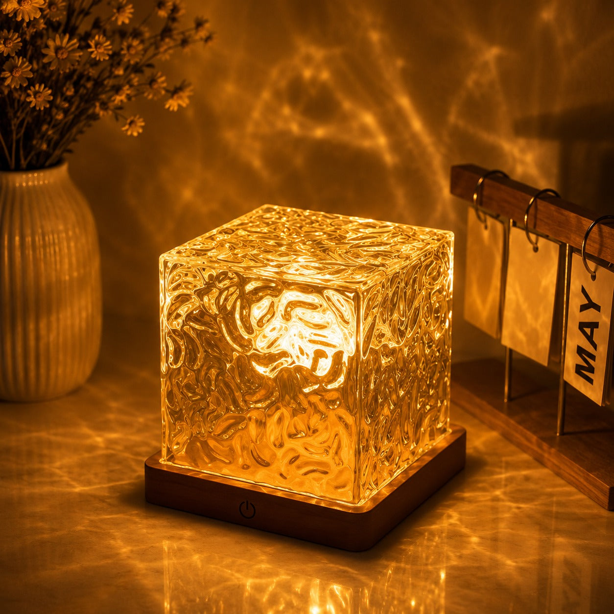 (LI-026) Mobstore Northern LED Rechargeable Light Lamp with Wooden Base