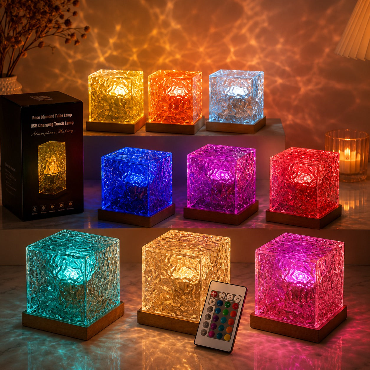 (LI-026) Mobstore Northern LED Rechargeable Light Lamp with Wooden Base