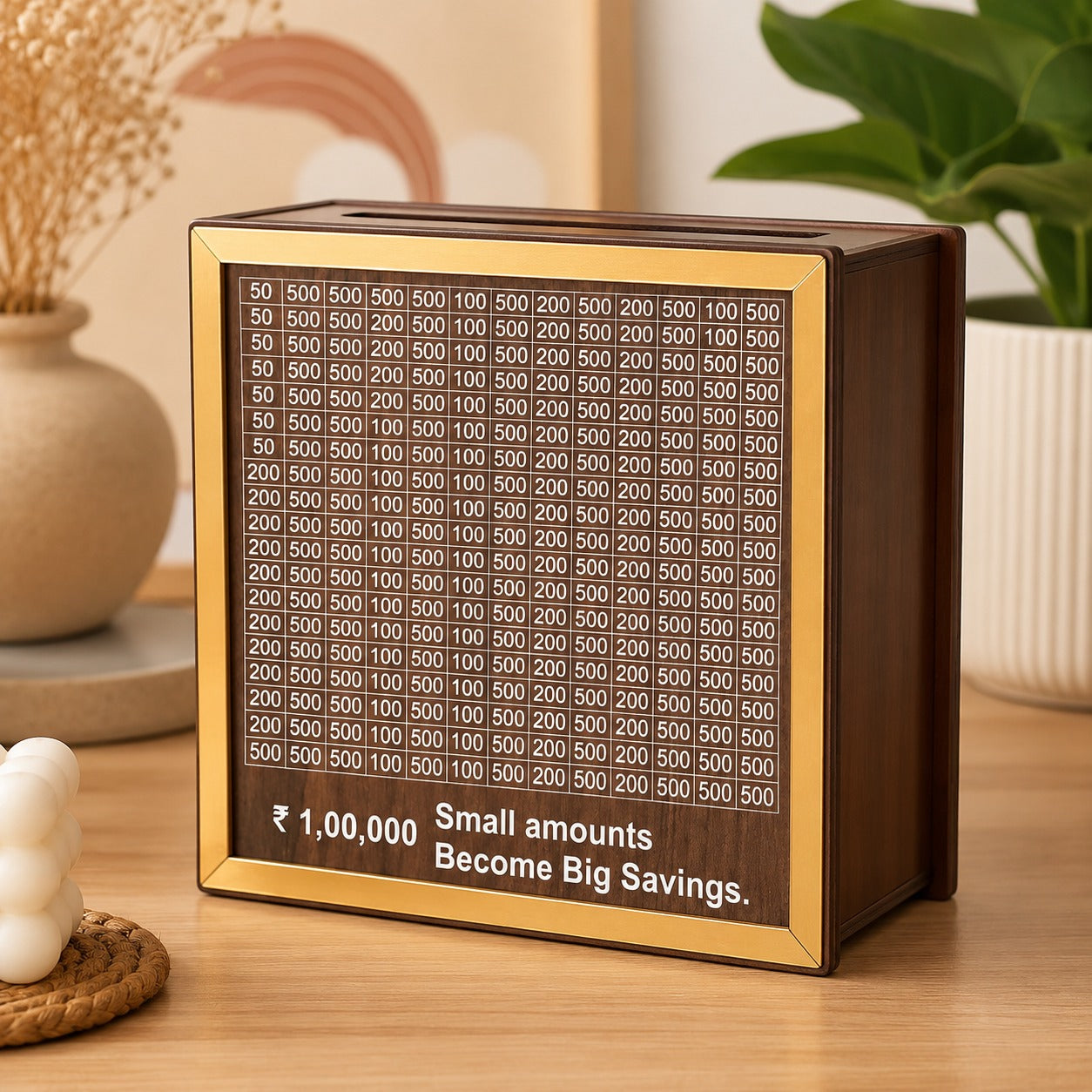 (KA-011) Handcrafted Wooden Piggy Bank – Mini Coin Savings & Donation Box