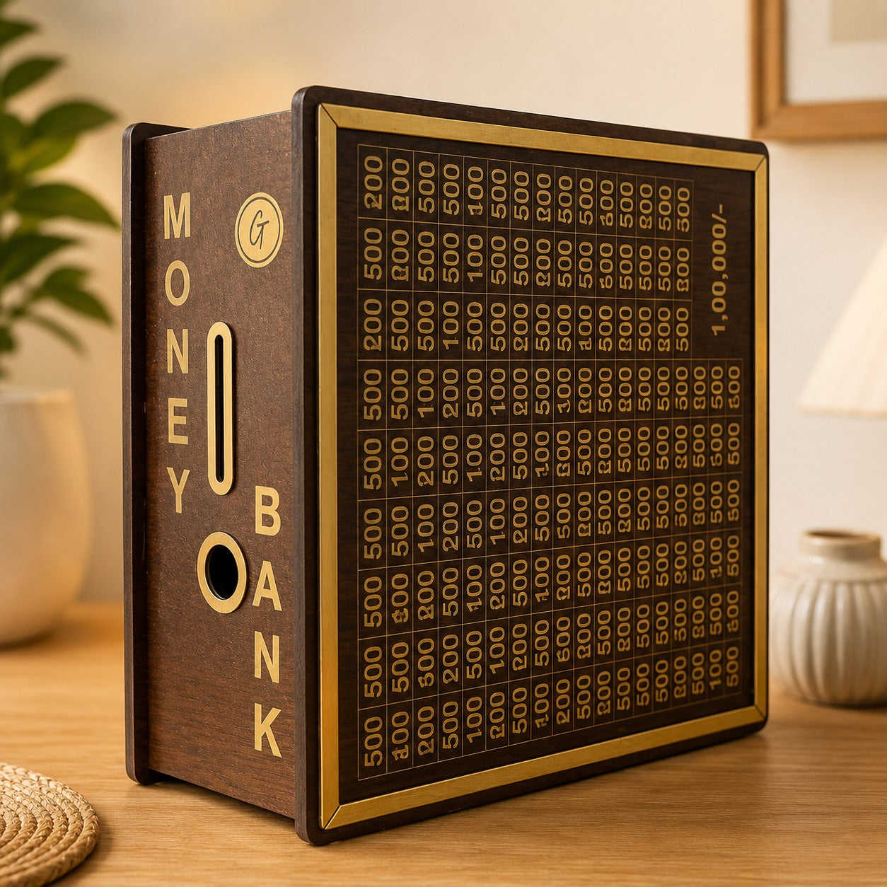 (KA-011) Handcrafted Wooden Piggy Bank – Mini Coin Savings & Donation Box