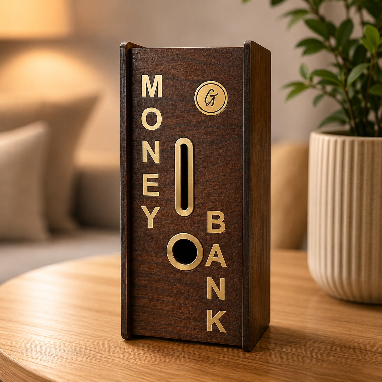 (KA-011) Handcrafted Wooden Piggy Bank – Mini Coin Savings & Donation Box