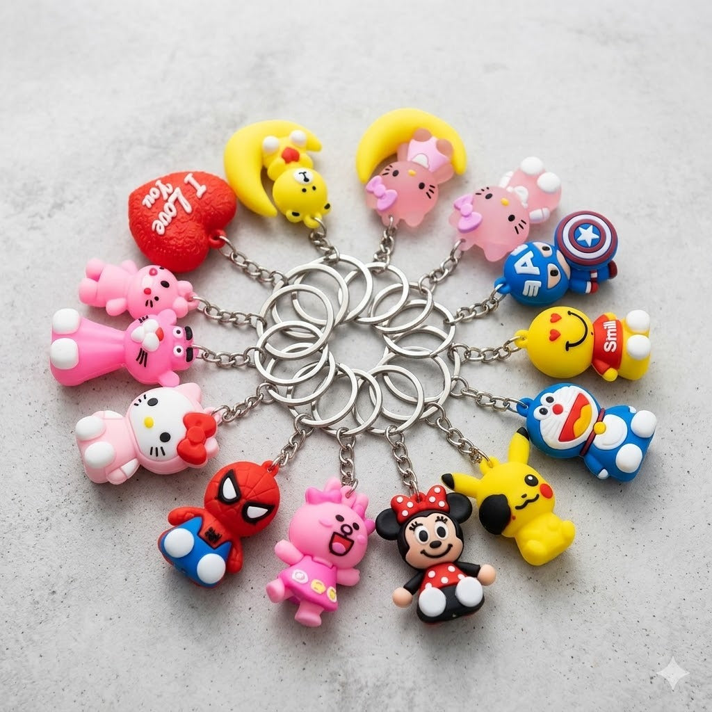 (KC-026) Cute Keychain Combo Pack – 16 Pieces (8 Different Designs)