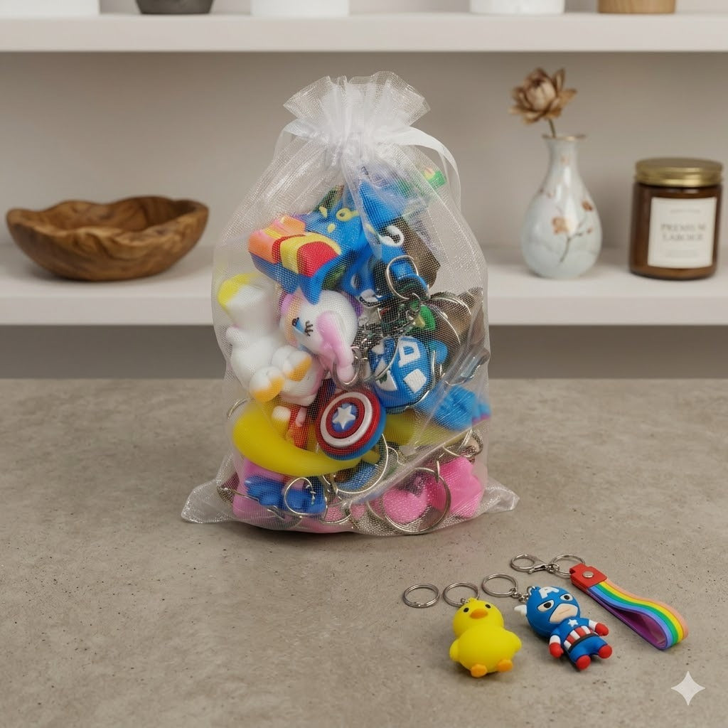 (KC-026) Cute Keychain Combo Pack – 16 Pieces (8 Different Designs)