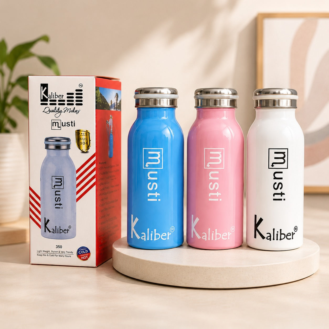 (B-033) Musti Stainless Steel 350ml Bottle - Hot & Cold Water Bottle