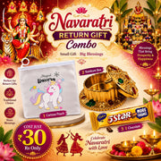 (NRC22) (MOQ: 30 Pcs) Navaratri Return Gift Combo – Unicorn Pouch, 2 Kumkum Boxes & 5 Star Chocolate