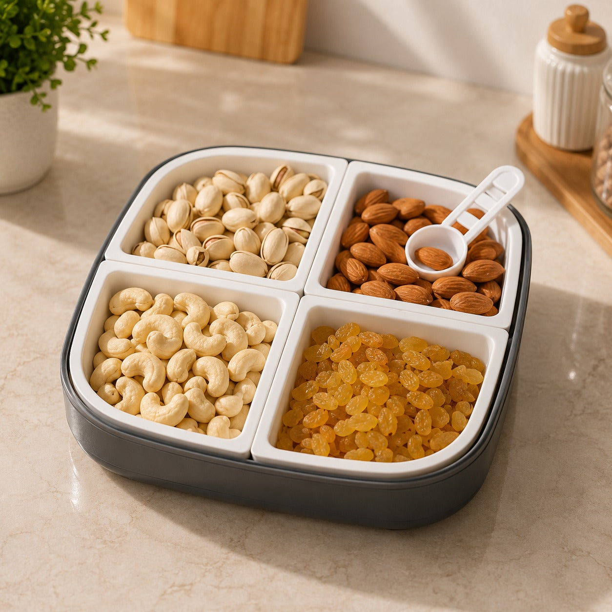 (K-011) (MOQ: 4 Pcs) Multipurpose Storage Box – Dry Fruit & Masala Container Set