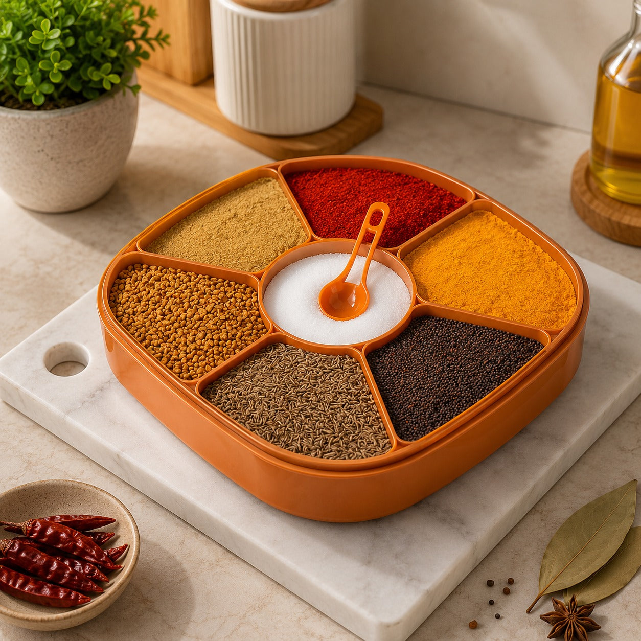 (K-011) (MOQ: 4 Pcs) Multipurpose Storage Box – Dry Fruit & Masala Container Set