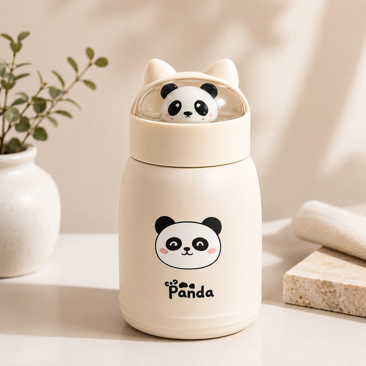 (B-039) (MOQ : 4 Pcs) Korean Style Cartoon Glass 360ml Water Bottle