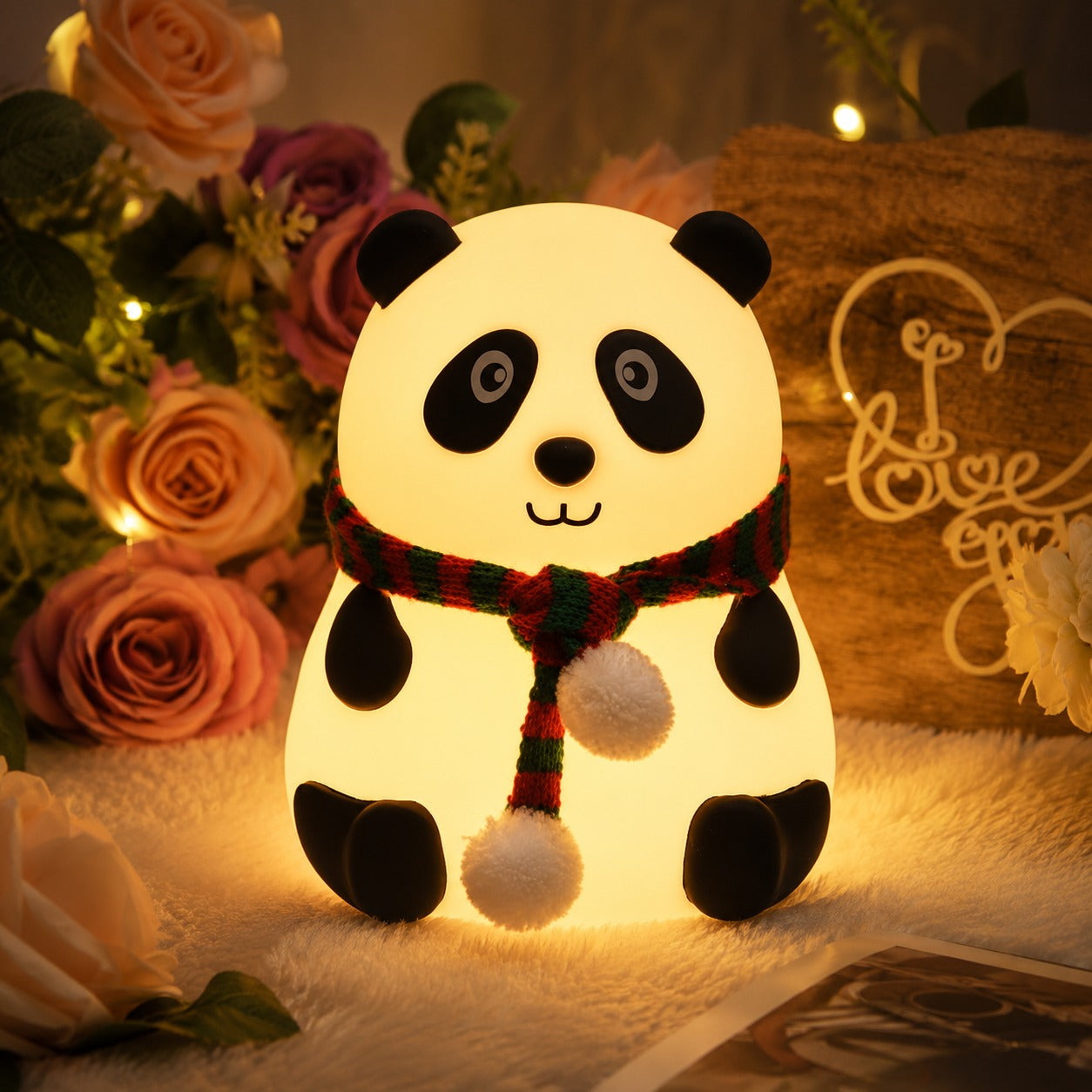 (LI-008) Panda Touch Night Lamp 7-Color Changing Silicone LED Lamp