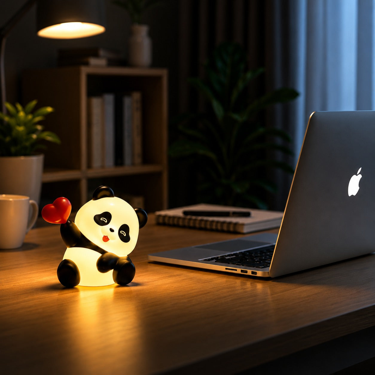 (LI-028) (MOQ: 4 Pcs) Mini Panda with Heart Night Light Lamp – Cute LED Table Lamp