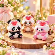 (KC43) Panda Love You Keychain with Heart Design for Bags and Keys