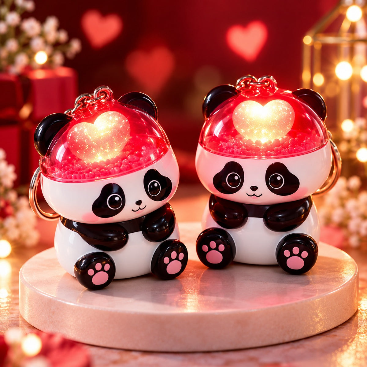 (KC43) Panda Love You Keychain with Heart Design for Bags and Keys