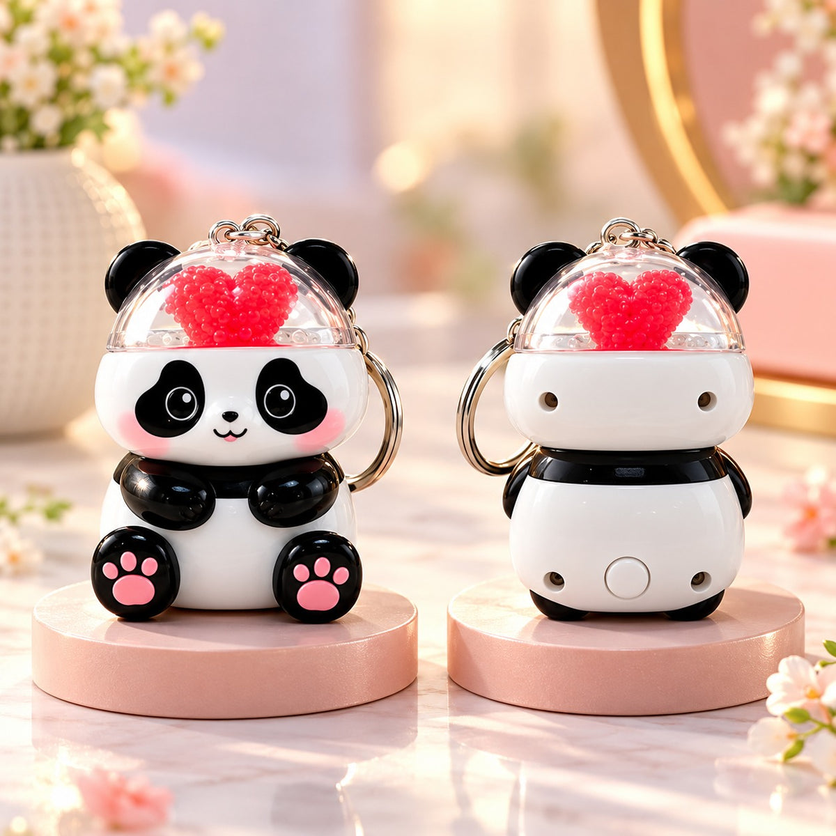 (KC43) Panda Love You Keychain with Heart Design for Bags and Keys