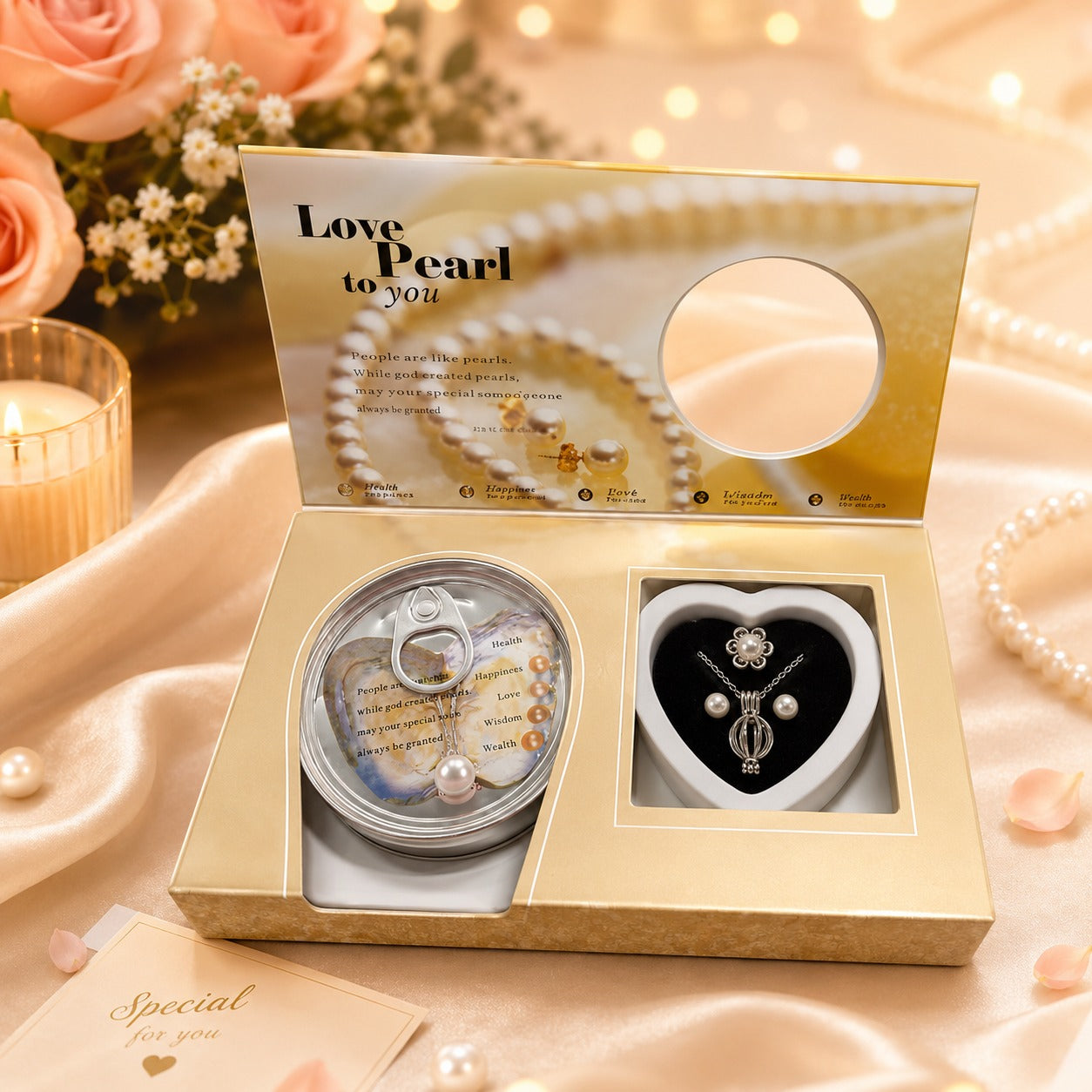 (G-015) Love Wish Pearl Necklace & Bracelet Gift Set