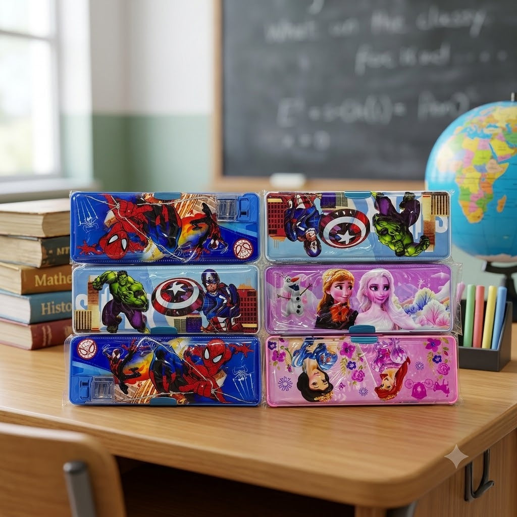 (S-012) (MOQ: 4 Pcs) Multipurpose Magnetic Pencil Box with Dual Sharpener