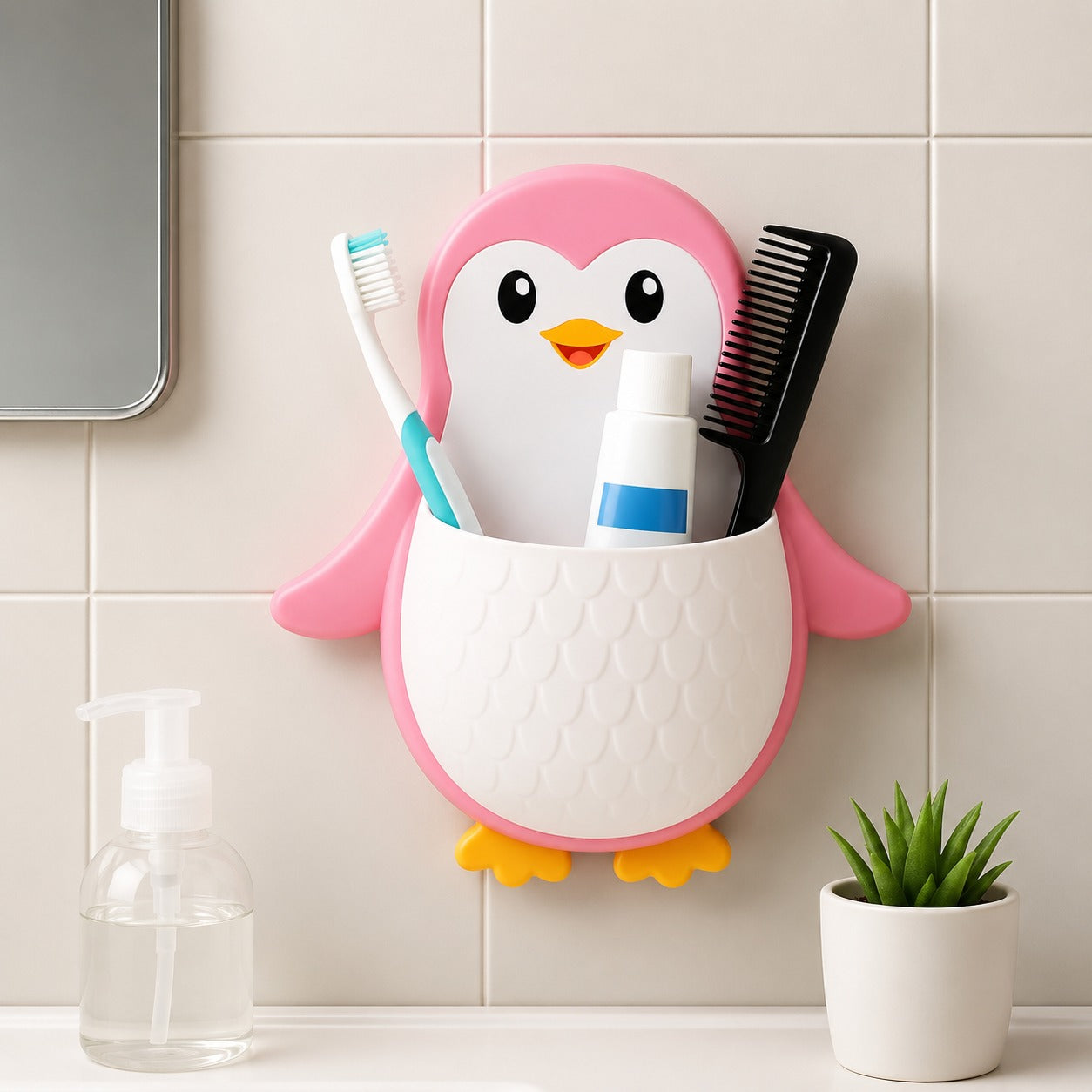 (HL-021) (MOQ: 4 Pcs) Penguin Self-Adhesive Multipurpose Wall Stand