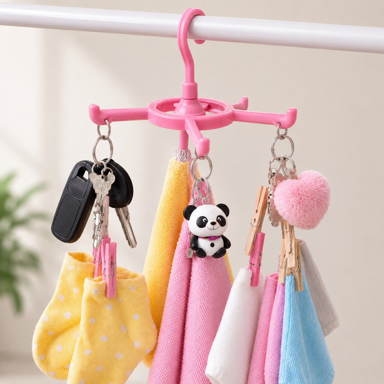 (HL-018) (MOQ: 4 Pcs) Cute Multi-Hook Key Holder & Mini Cloth Hanger