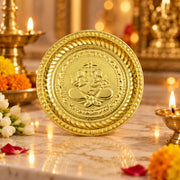 (MG9) (MOQ: 6 Pcs) Traditional Brass Ganesha Pooja Plate for Daily and Festive Rituals