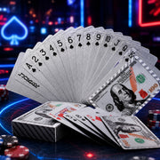 (T-034) Silver Metallic Playing Cards - Waterproof Luxury Foil Finish Playing Cards