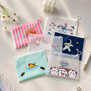 (S-010) (MOQ: 30 Pcs) Cartoon Transparent Zipper Pouch – Waterproof Stationery Organizer